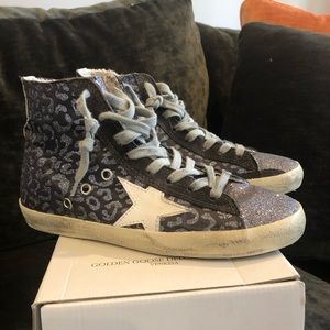 Like new! Golden goose high top suede and glitter
